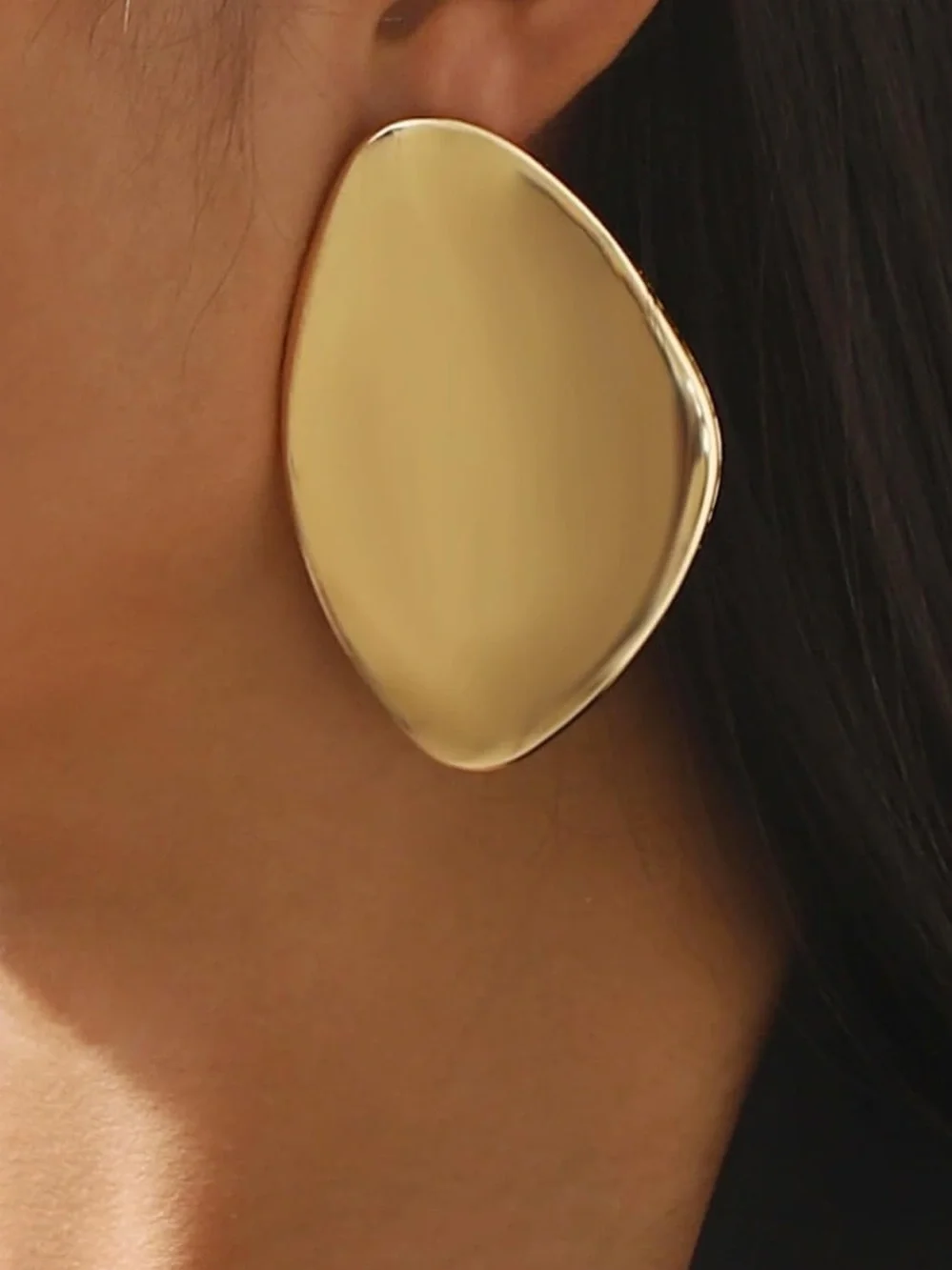 Gold color Organic-Shaped Statement Earrings -